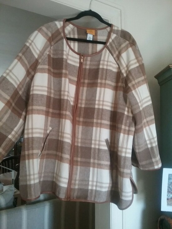 Ruby Rd. Jackets & Blazers - Ruby Rd. Women’s Plaid Zip-Front Coat in Brown and Cream